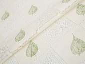 картинка Клеенка ПВХ без основы ажурная 1,37*20м, БЕЖЕВАЯ С ЛИСТЬЯМИ, мод. XR-46F BE/GR (вывод) — Великий Путь