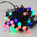 картинка Светодиодная гирлянда "Жемчужина" (матовые),60 ламп, черный провод, мультицвет, переходник,8м/60шт. — Великий Путь